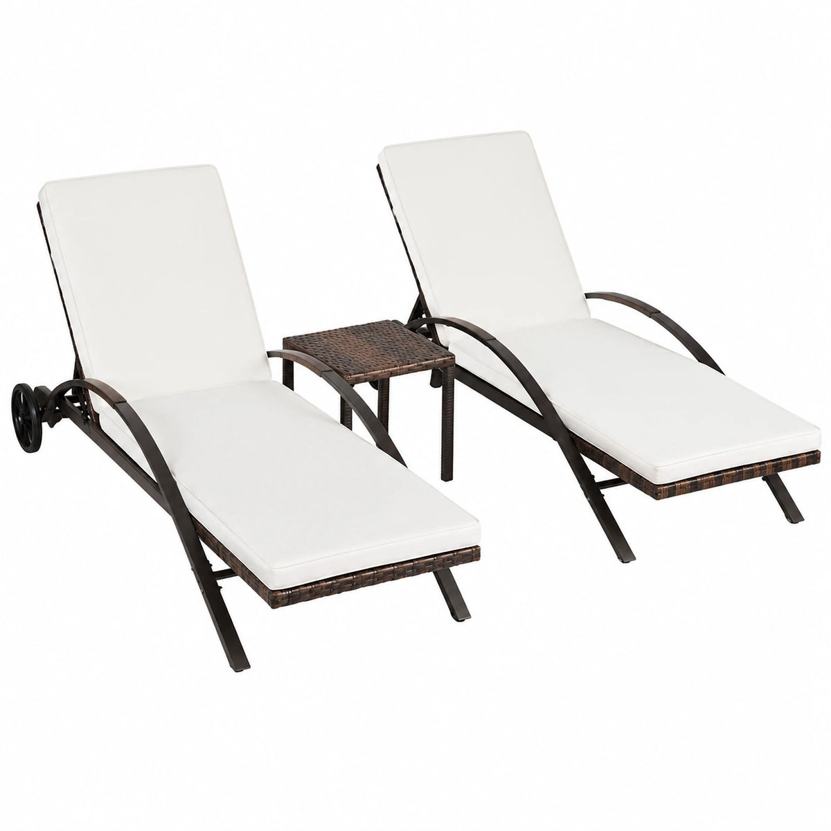 Chaise longue, en résine tressée, coloris marron, pour la terrasse ou le jardin