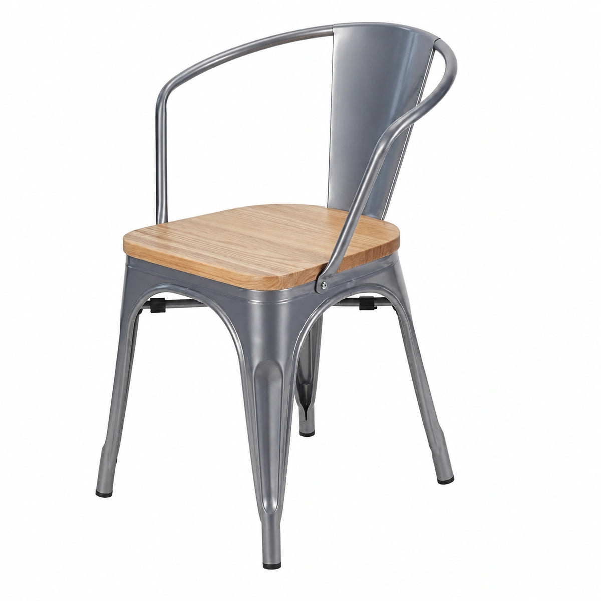 Chaise, en métal, coloris gris et argenté, pour la salle à manger ou la cuisine