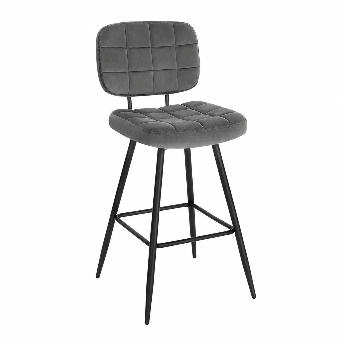 Chaise, rembourré, en métal et velours, coloris gris, pour la salle à manger ou la cuisine