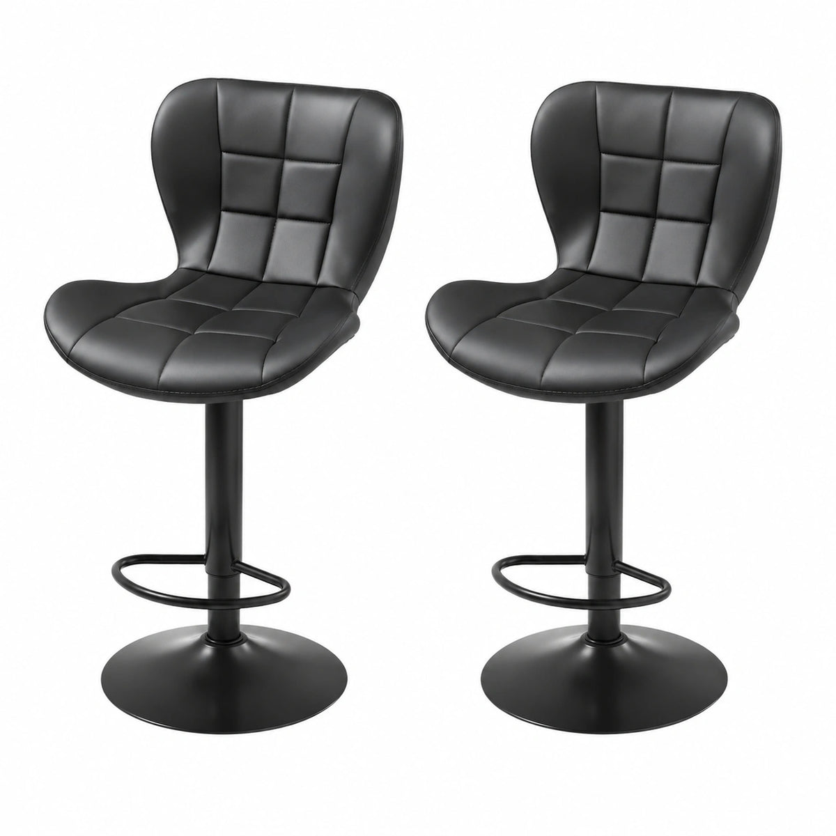 Chaise, pivotant, réglable, en cuir, coloris noir, pour la salle à manger ou la cuisine