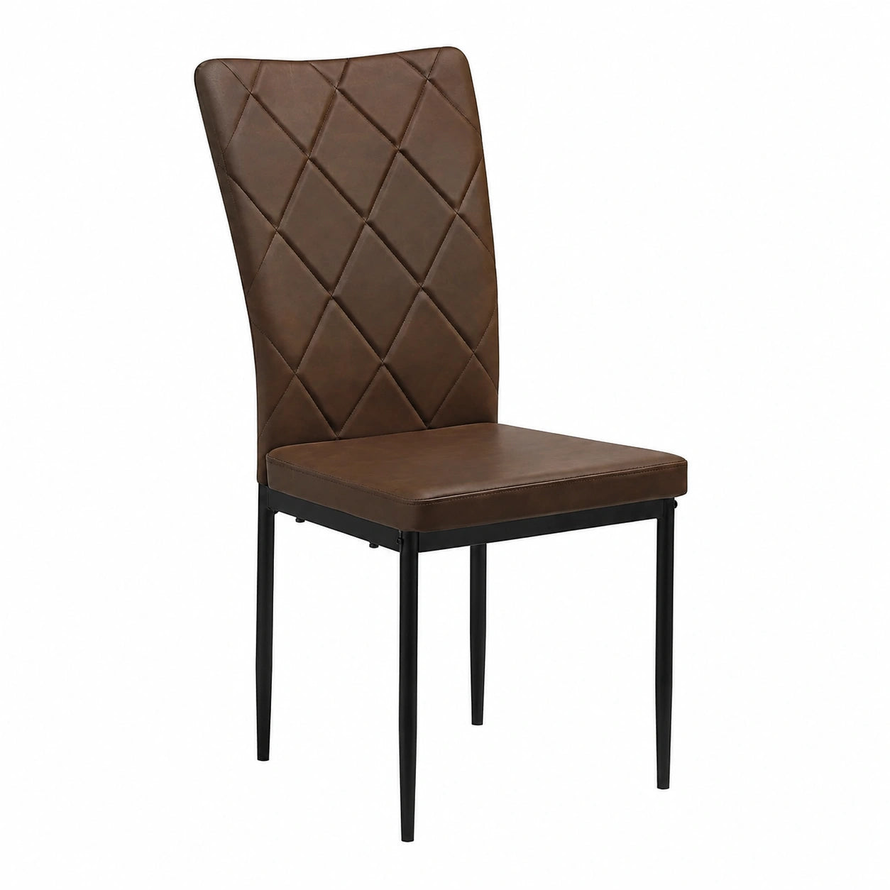 Chaise, rembourré, en métal et similicuir, coloris marron, pour la salle à manger ou la cuisine