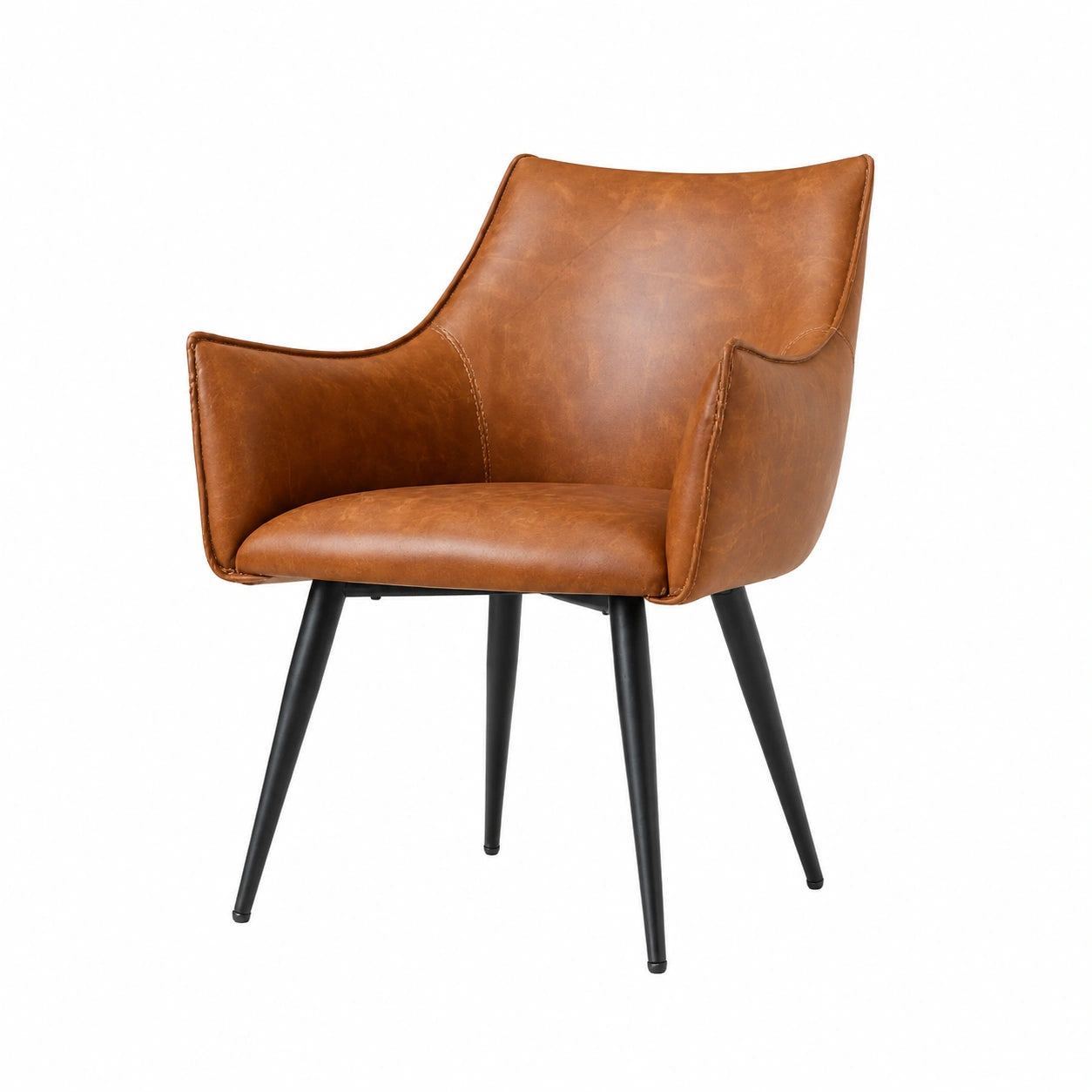 Bureau, en métal et cuir, coloris marron, pour l’espace de travail