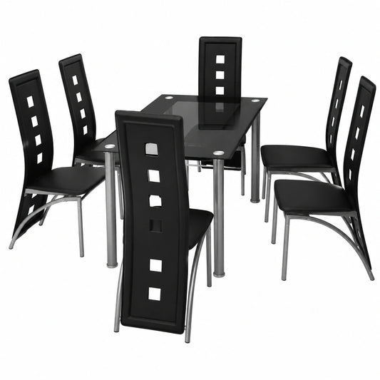 Chaise, en cuir, coloris noir, pour la salle à manger ou la cuisine