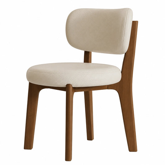 Chaise, rembourré, en noyer et cuir, pour la salle à manger ou la cuisine