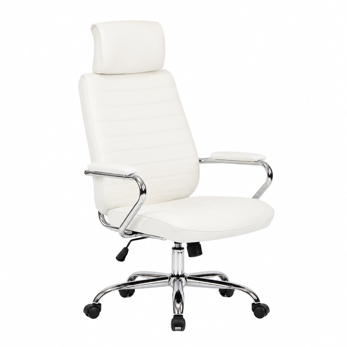 Bureau, pivotant, réglable, en métal et cuir, coloris blanc, pour l’espace de travail