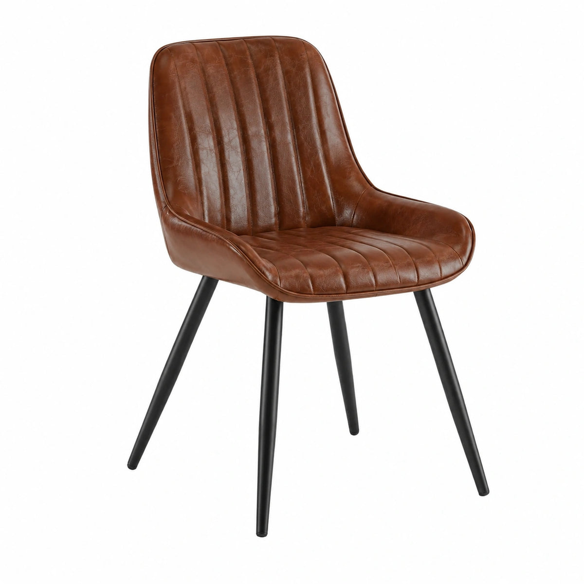 Chaise, en métal et similicuir, coloris brun, pour la salle à manger ou la cuisine