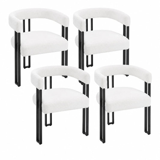 Fauteuil, en métal, rembourré, coloris crème, pour le salon ou la chambre