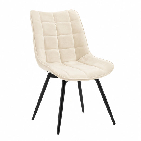 Chaise, pivotant, rembourré, en métal et velours, coloris beige, pour la salle à manger ou la cuisine