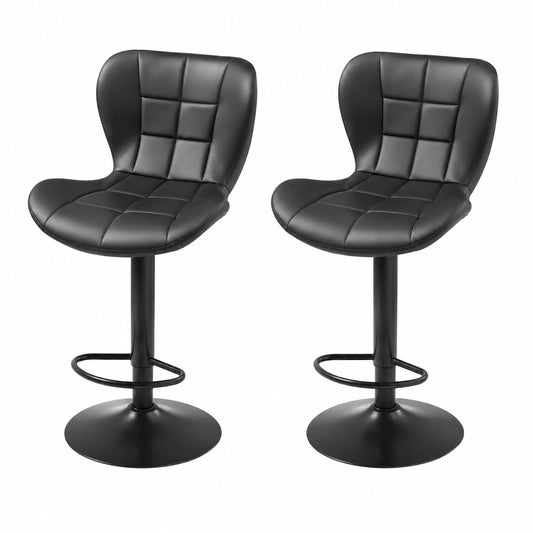 Chaise, pivotant, réglable, en cuir, coloris noir, pour la salle à manger ou la cuisine