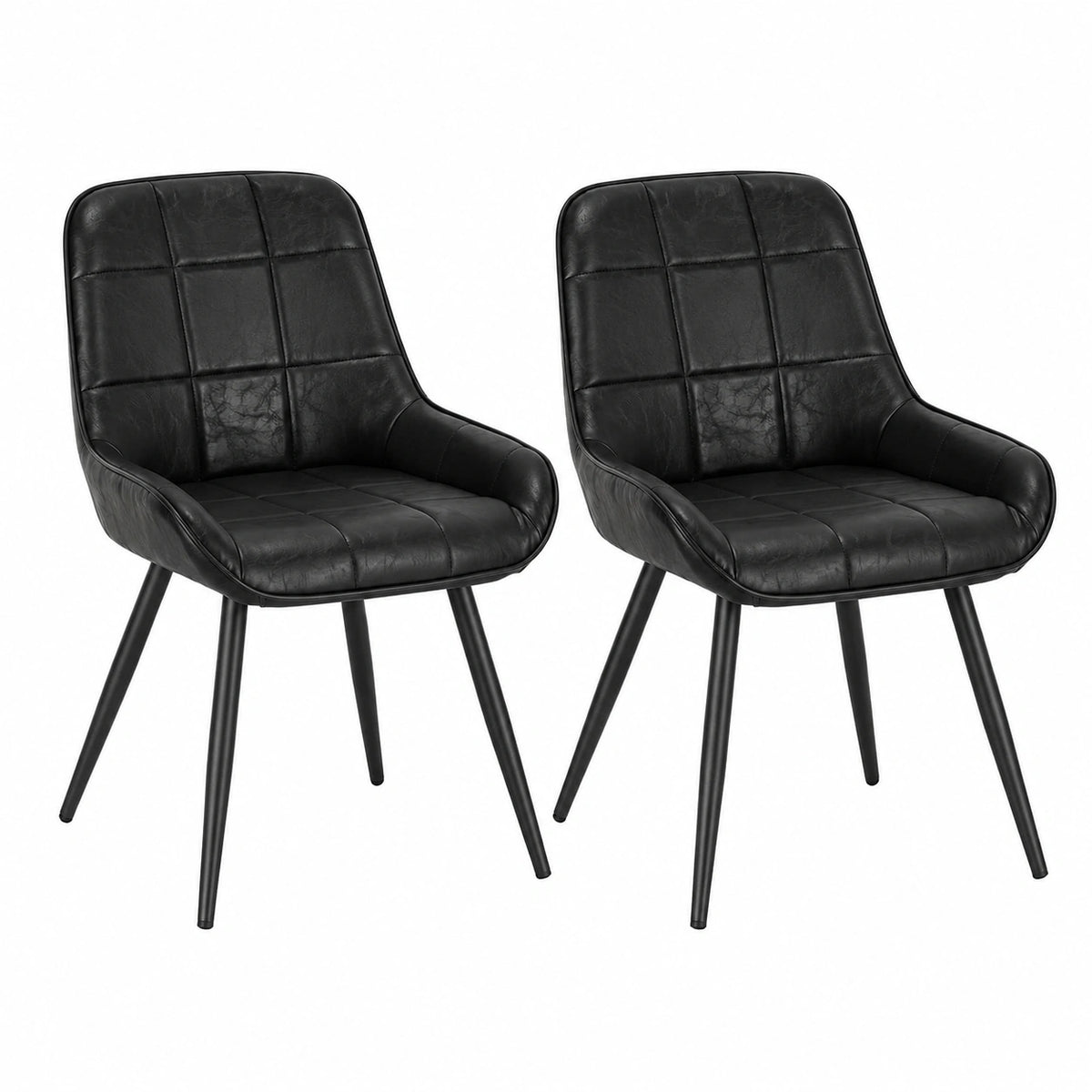Chaise, en cuir, coloris noir, pour la salle à manger ou la cuisine