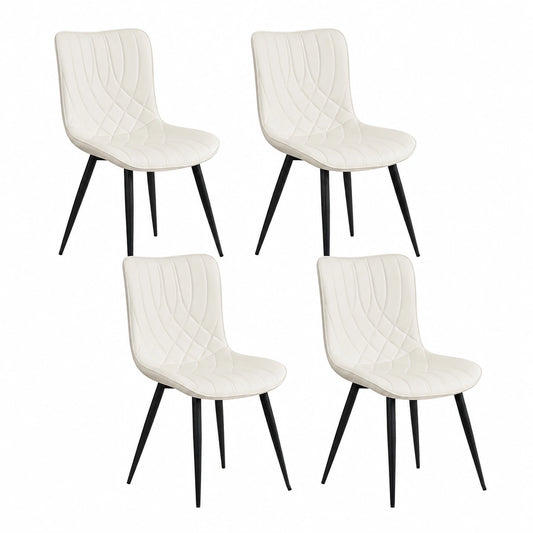 Chaise, rembourré, en métal et similicuir, coloris blanc, pour la salle à manger ou la cuisine