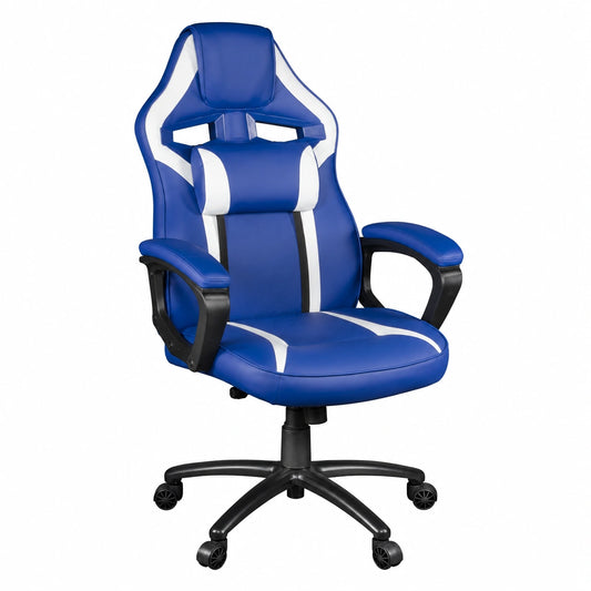Bureau, en cuir, coloris blanc et bleu, pour l’espace de travail