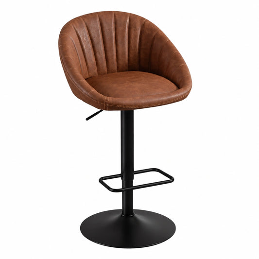 Chaise, réglable, en cuir, coloris marron, pour la salle à manger ou la cuisine