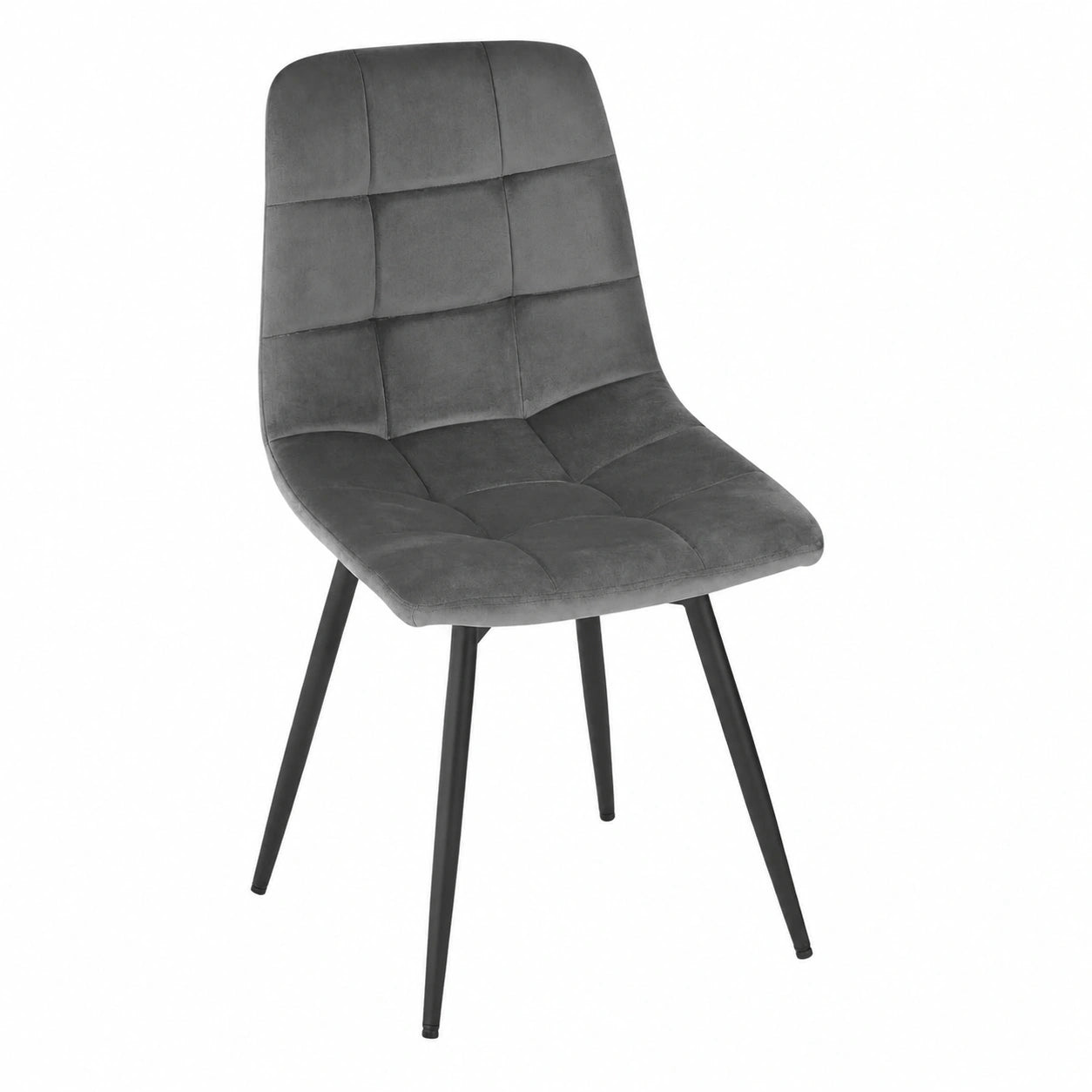 Chaise, pivotant, rembourré, en métal et velours, coloris gris, pour la salle à manger ou la cuisine