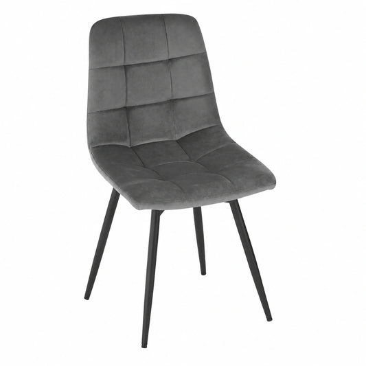 Chaise, pivotant, rembourré, en métal et velours, coloris gris, pour la salle à manger ou la cuisine
