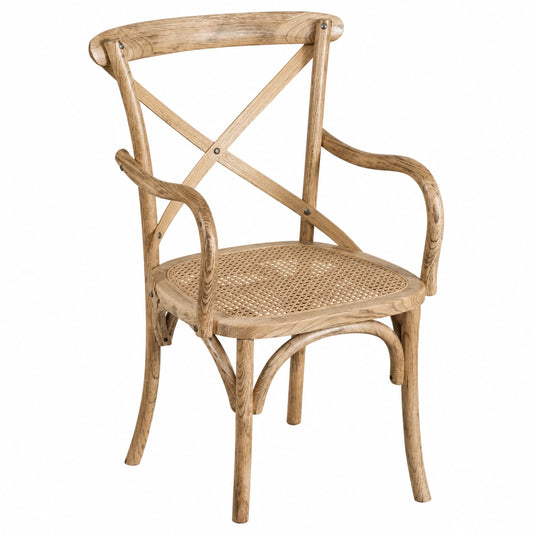 Chaise, en bois massif et résine tressée, 89 x 50 x 43 cm, pour la salle à manger ou la cuisine