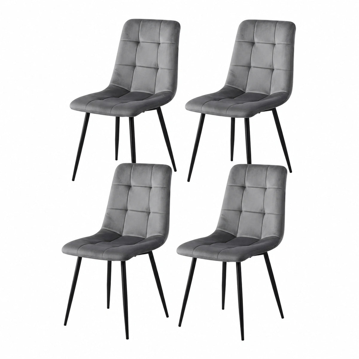 Chaise, en métal et velours, rembourré, coloris gris, pour la salle à manger ou la cuisine