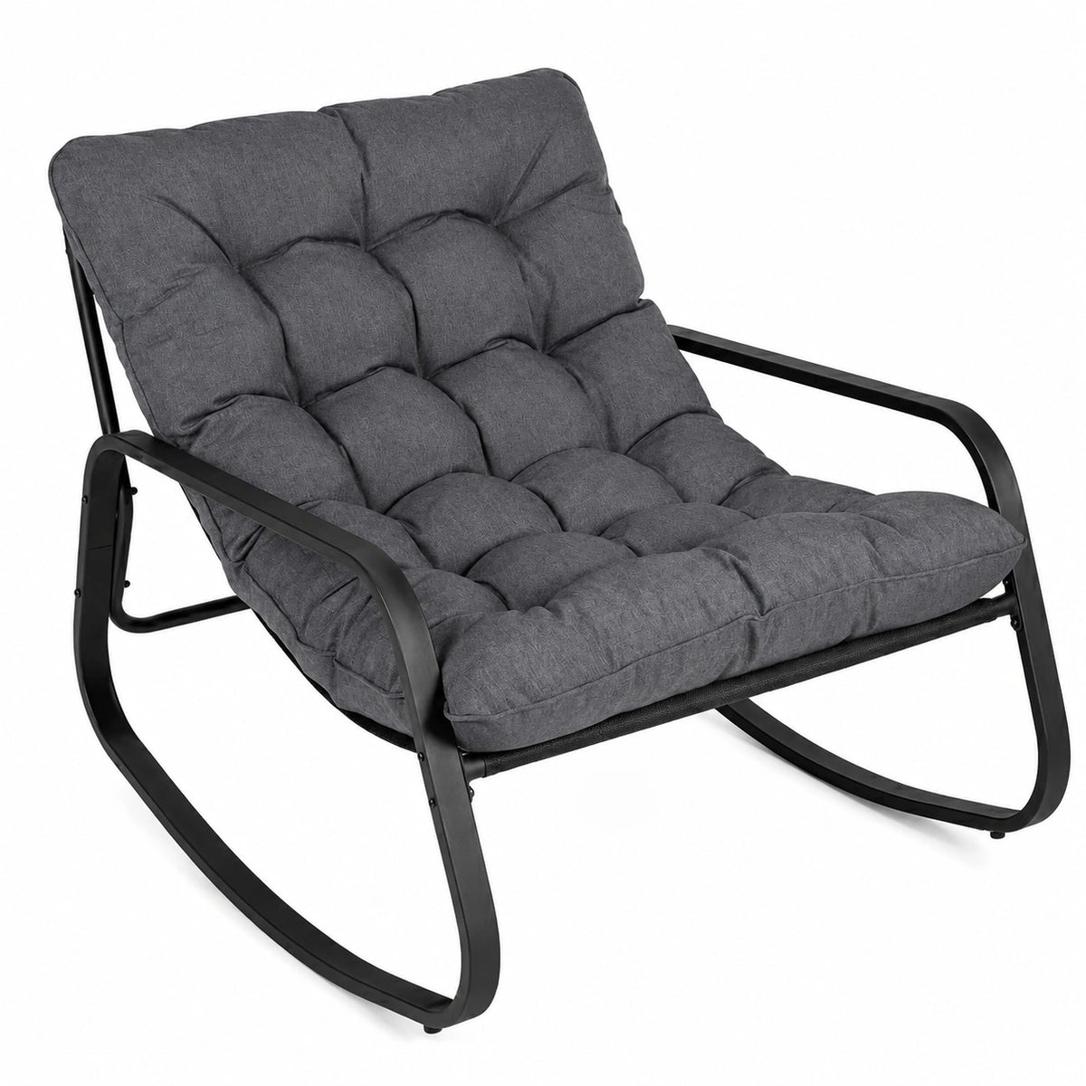 Fauteuil, en métal, rembourré, coloris gris, pour le salon ou la chambre