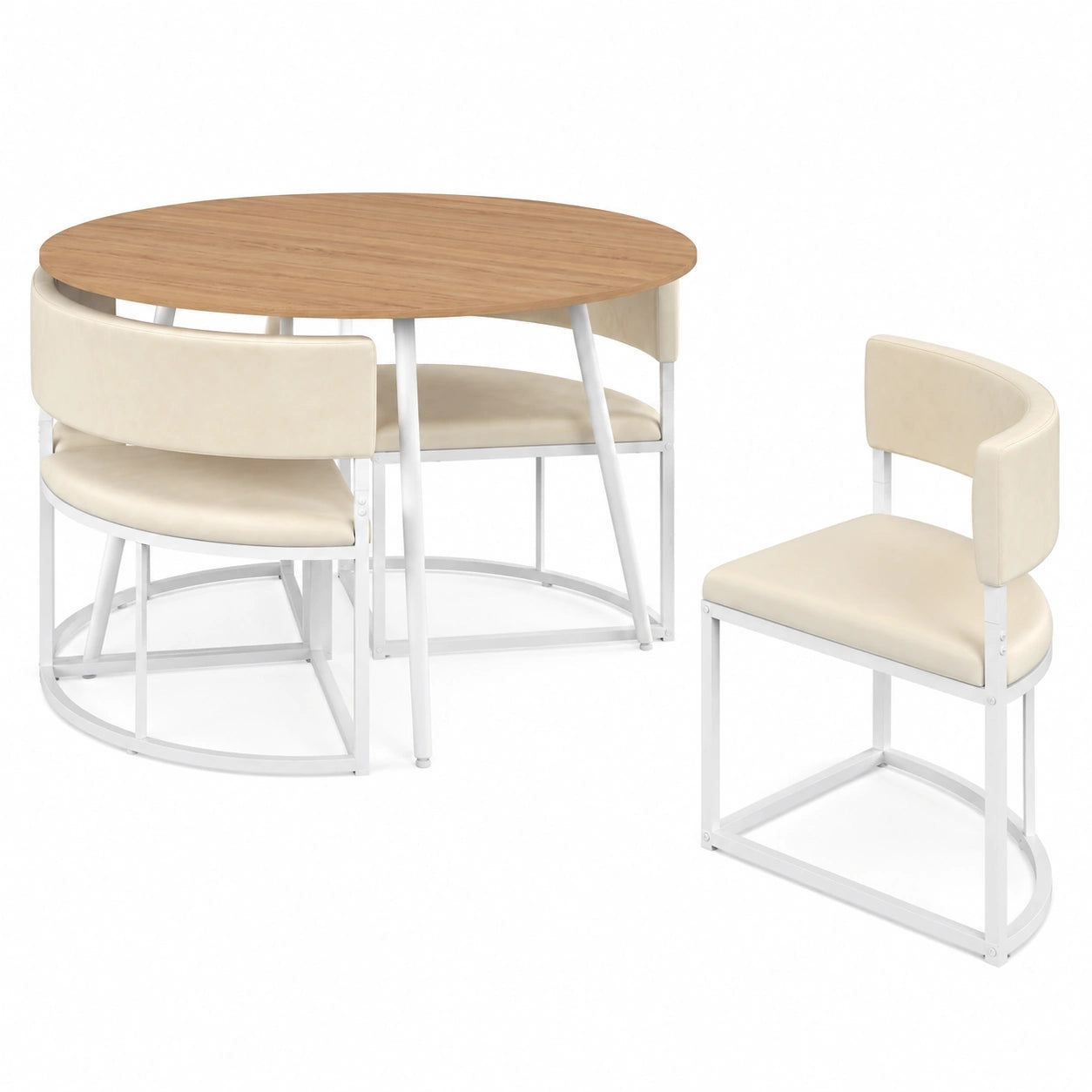 Table, en métal et velours, coloris blanc et beige, pour les espaces de vie