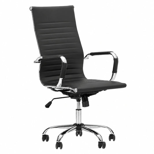 Bureau, en similicuir et cuir, réglable, rembourré, coloris noir, pour l’espace de travail