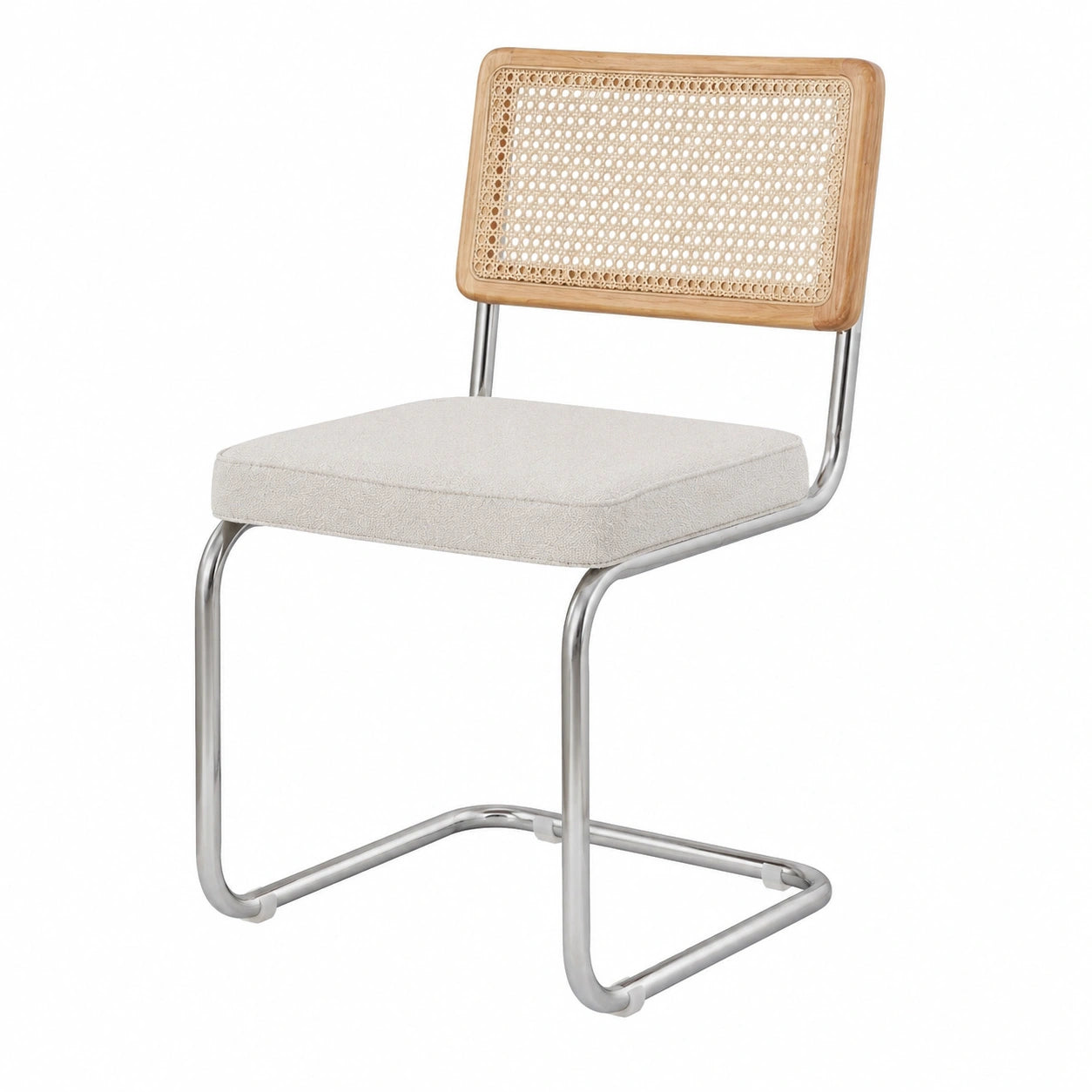 Chaise, en bois massif et métal, coloris blanc, pour la salle à manger ou la cuisine